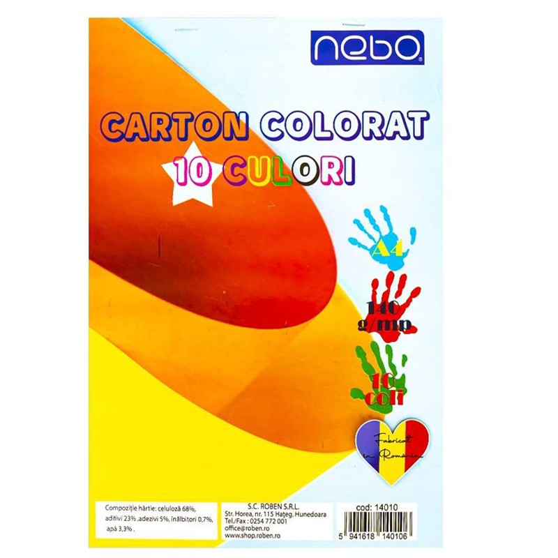 Carton color A4, 10 culori, 140 g/mp, set 10 coli/set - imagine 4